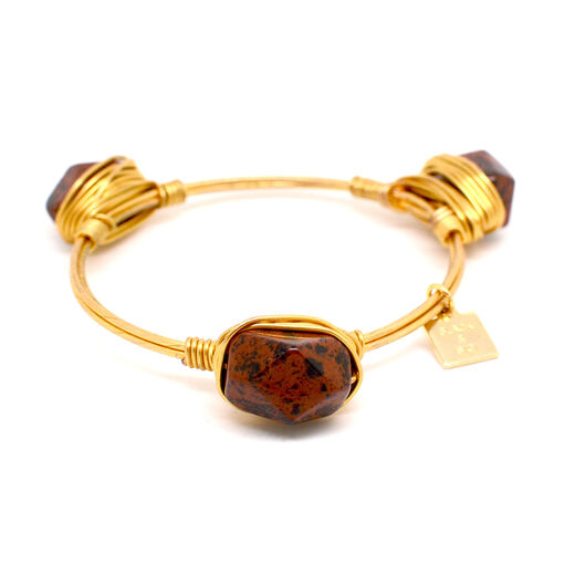 Gold wire wrapped stone bangle by Black & Sigi - assorted